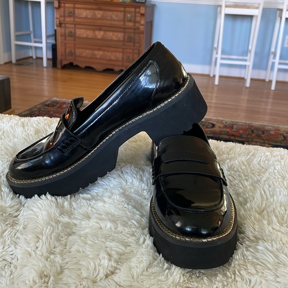 Dkny Shoes - DYNY Chunky Black Patent Loafers